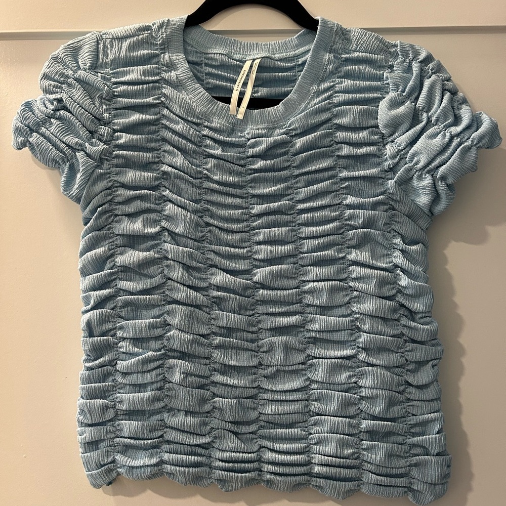 Anthropologie Blue Ruched Women's Top